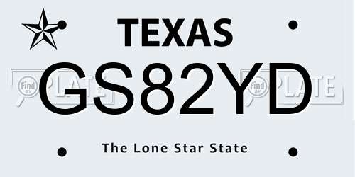 GS82YD Texas License Plate