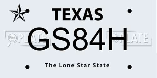 GS84H Texas License Plate