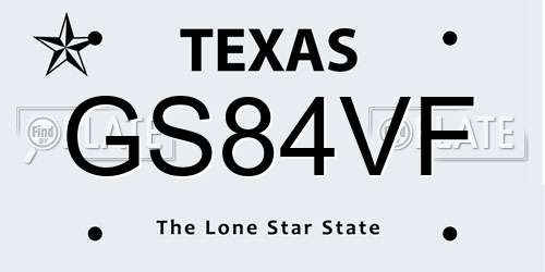 GS84VF Texas License Plate