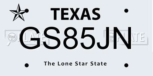 GS85JN Texas License Plate
