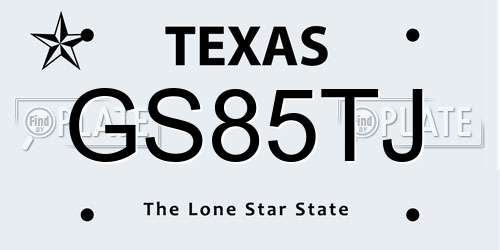 GS85TJ Texas License Plate