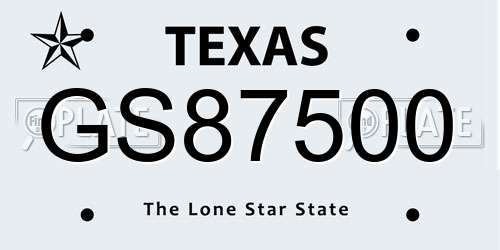 GS87500 Texas License Plate