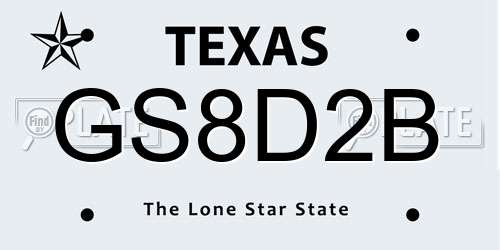 GS8D2B Texas License Plate