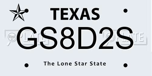 GS8D2S Texas License Plate