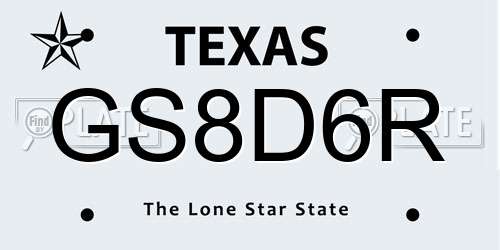 GS8D6R Texas License Plate
