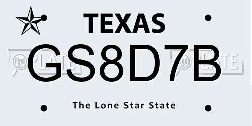 GS8D7B Texas License Plate