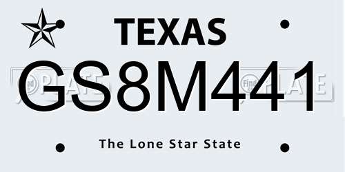 GS8M441 Texas License Plate