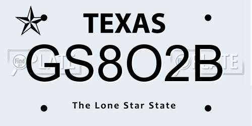 GS8O2B Texas License Plate