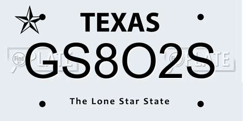 GS8O2S Texas License Plate