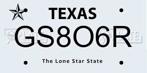 GS8O6R Texas License Plate