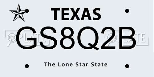GS8Q2B Texas License Plate