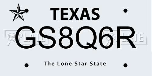 GS8Q6R Texas License Plate