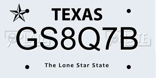 GS8Q7B Texas License Plate