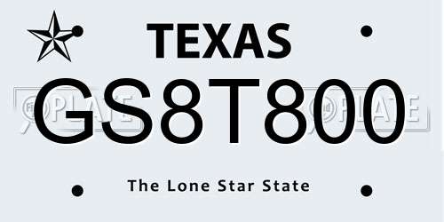 GS8T800 Texas License Plate