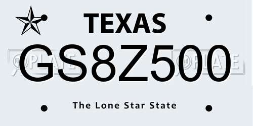 GS8Z500 Texas License Plate