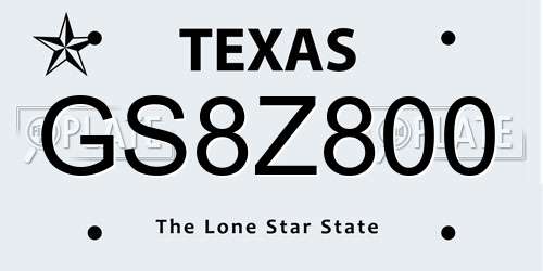 GS8Z800 Texas License Plate