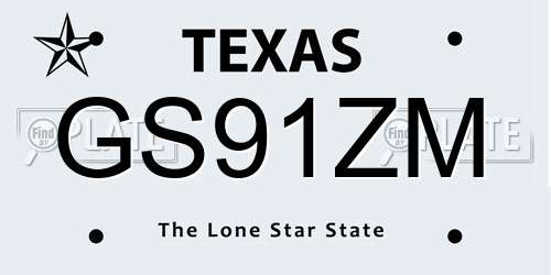GS91ZM Texas License Plate