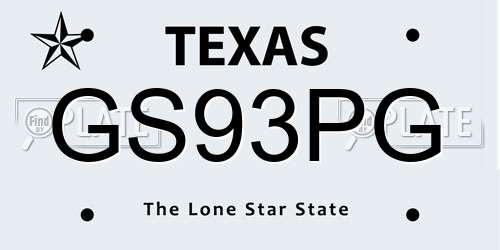 GS93PG Texas License Plate