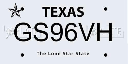 GS96VH Texas License Plate