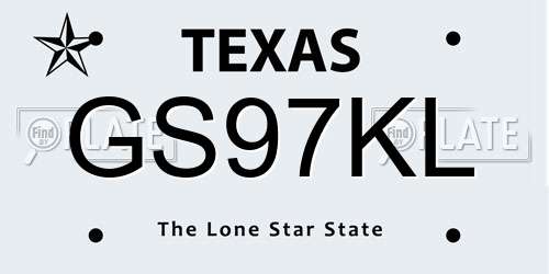 GS97KL Texas License Plate