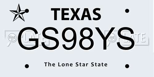 GS98YS Texas License Plate