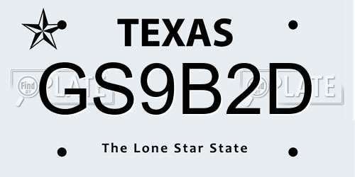 GS9B2D Texas License Plate