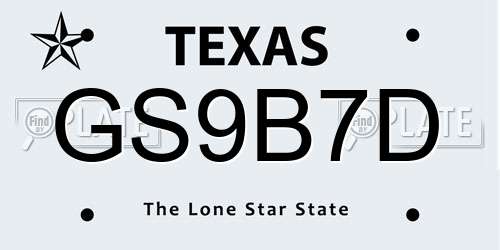 GS9B7D Texas License Plate