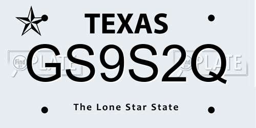 GS9S2Q Texas License Plate