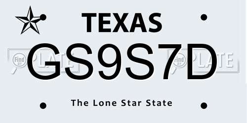 GS9S7D Texas License Plate