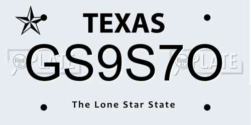 GS9S7O Texas License Plate
