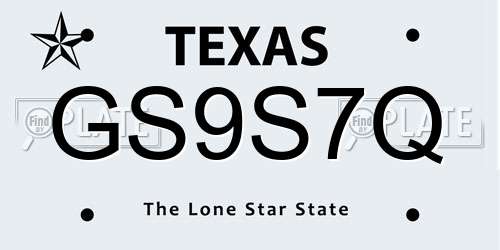 GS9S7Q Texas License Plate