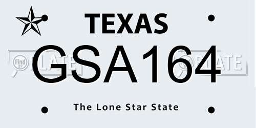 GSA164 Texas License Plate
