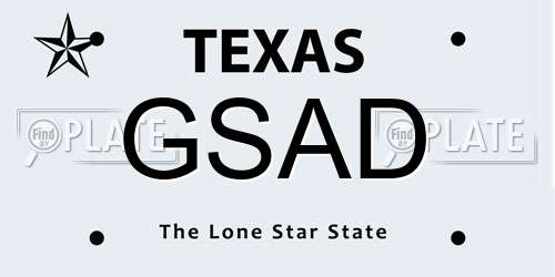 GSAD Texas License Plate