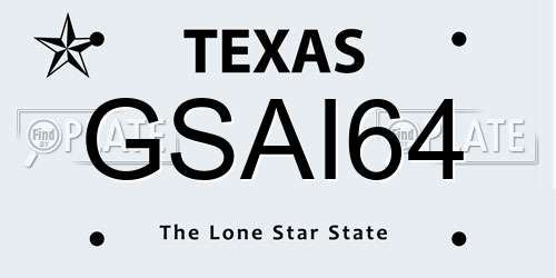 GSAI64 Texas License Plate