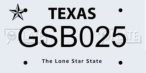 GSB025 Texas License Plate