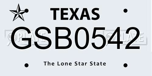 GSB0542 Texas License Plate
