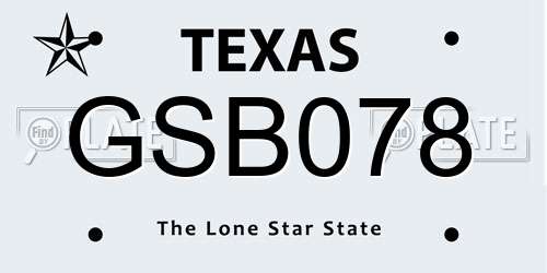 GSB078 Texas License Plate