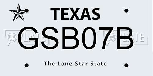 GSB07B Texas License Plate