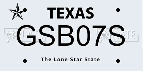GSB07S Texas License Plate