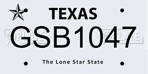 GSB1047 Texas License Plate
