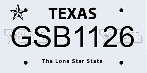 GSB1126 Texas License Plate