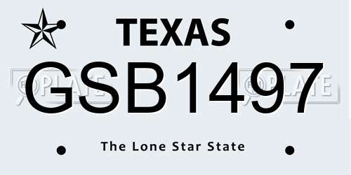GSB1497 Texas License Plate