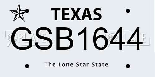 GSB1644 Texas License Plate