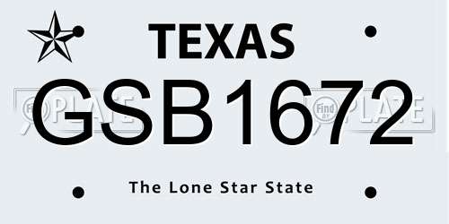 GSB1672 Texas License Plate