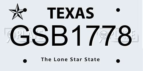 GSB1778 Texas License Plate