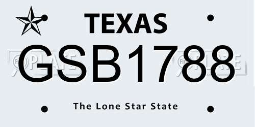 GSB1788 Texas License Plate