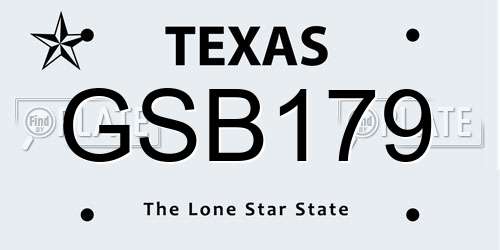 GSB179 Texas License Plate