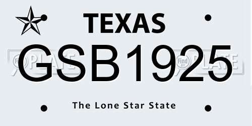 GSB1925 Texas License Plate
