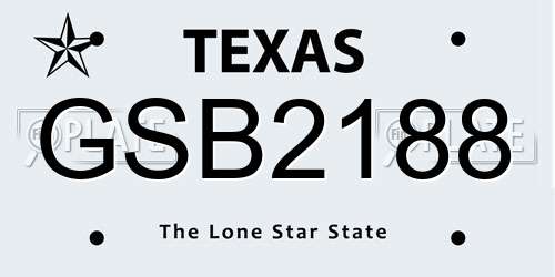 GSB2188 Texas License Plate