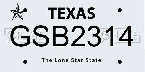 GSB2314 Texas License Plate